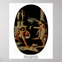 Medea och Jason Oval av Macchietti Girolamo Print