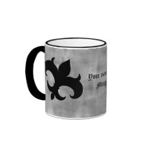 Medeltida fleur de lis på grå grunge kaffe koppar