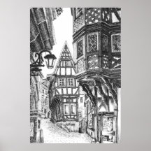 Medeltida Townscape Affischer