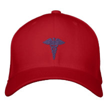 Medicinska Caduceusblått Broderade Baseball Kepsar