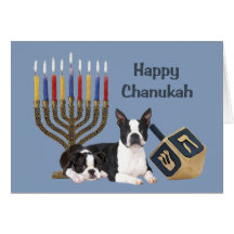 Menora Dreidel1 för Boston TerrierChanukah kort