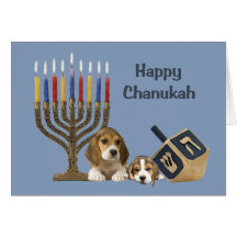 Menora Dreidel3 för BeagleChanukah kort