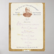 Meny på Prince von Bismarcks Affischer