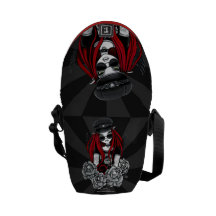 Messenger bag för ängel Harley för röd tatueringbi