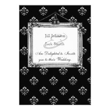 Metalliskt Fleur de lis (silver) bröllop Anpassningsbara Inbjudningskort