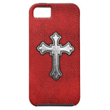 Metallkor på rött läder iPhone 5 cases