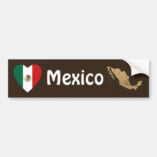 Mexico flaggahjärta + Kartabildekal
