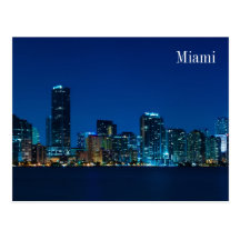 Miami horisont på nattpanoramat - vykort