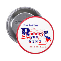 Michigan Romney och Ryan 2012 knäppas - skräddarsy Knappar