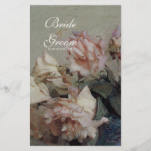 Middagmenykort - kräm- rosa ros för Impressionist Flygblad Designs