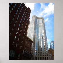 Midtownskyscraperreflexionen, alla NYC, storleksan Affisch