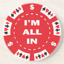 Mig all förmiddag i röd pokerchip glasunderlägg
