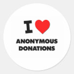 Mig anonyma donationer för hjärta rund klistermärke