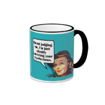 Mig förmiddag som inte bedömer dig…, Retro kvinna Kaffe Koppar