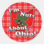 Mig förmiddagnöt om Ohio, roligt rött Buckeyenöt Runda Klistermärken