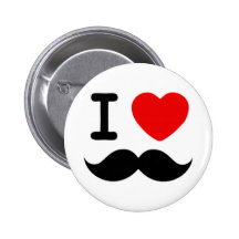 Mig hjärta/kärlekMoustaches/mustascher Knappar Med Nål