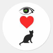 Mig hjärta Pussy_Cat Rund Klistermärke