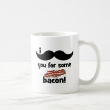 Mig mustasch dig för någon bacon kaffe koppar
