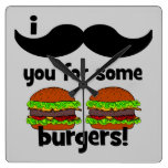 Mig mustasch dig för några hamburgare väggklockor