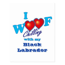 Mig Woof svart Labrador Vykort