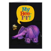 Min B-F-F! Gulligt bi- och elefantillustrationkort
