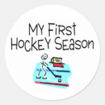Min första hockeysäsong (stick figur) runda klistermärken