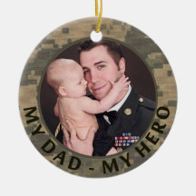 Min pappa min militära fotoanpassade för hjälte julgransdekorationer