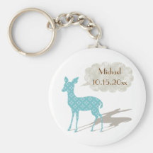 Minnessak Keychain för födelse för blåttBambi baby Nyckel Ringar