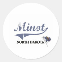 Minot North Dakota stadsklassiker Rund Klistermärke