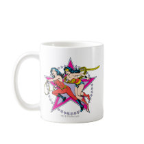 Mirakel- kvinnastjärnabakgrund kaffe muggar