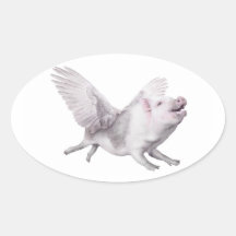 Mirakelmöjlighetsglädje som flyger grisar, när gri ovala klistermärken