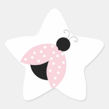 Mod Pink Ladybug Dot Customizable Cute Adorable Star Stickers