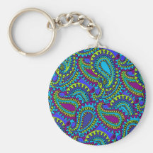 Modblått Paisley Nyckelring