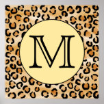 Modell för tryck för personligMonogramLeopard Affisch