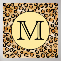Modell för tryck för personligMonogramLeopard Affisch
