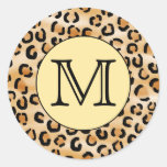 Modell för tryck för personligMonogramLeopard Klistermärke