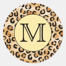 Modell för tryck för personligMonogramLeopard Klistermärke