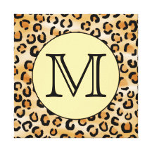 Modell för tryck för personligMonogramLeopard Kanvasduk Med Gallerikvalitet