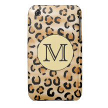 Modell för tryck för personligMonogramLeopard iPhone 3 Cover