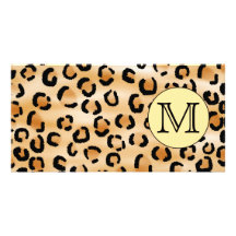 Modell för tryck för personligMonogramLeopard Anpassade Foto Kort