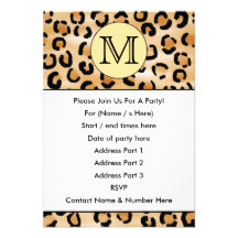 Modell för tryck för personligMonogramLeopard Kort För Inbjudningar