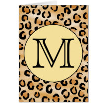 Modell för tryck för personligMonogramLeopard Hälsnings Kort