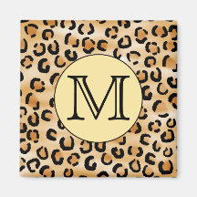 Modell för tryck för personligMonogramLeopard Magnet För Kylskåp