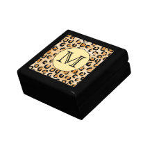 Modell för tryck för personligMonogramLeopard Prydnadslådor