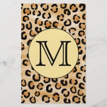 Modell för tryck för personligMonogramLeopard Flygblad