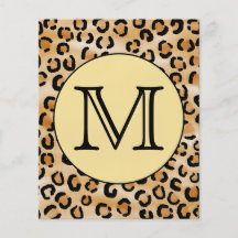 Modell för tryck för personligMonogramLeopard Flyg Blad