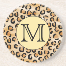 Modell för tryck för personligMonogramLeopard Glasunderlägg