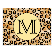 Modell för tryck för personligMonogramLeopard Vykort