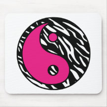 Moderiktig sebrarand och rosa Yin Yang Mousepad Musmattor