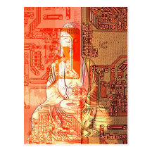 Modern ålder elektroniska Buddha Vykort